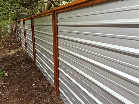 diy sheet metal fence|privacy fence using metal roofing.